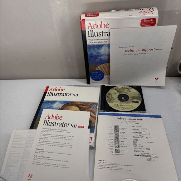 Adobe Illustrator 9.0 Upgrade Big Box Macintosh Mac User Guide + Serial Number - Picture 1 of 10